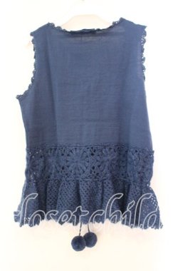 画像3: PINK HOUSE / レースフリルニットベスト  ブルー O-25-11-11-062-LO-TO-IG-OS