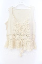 PINK HOUSE / レースフリルニットベスト  オフ O-25-11-11-063-LO-TO-IG-OS