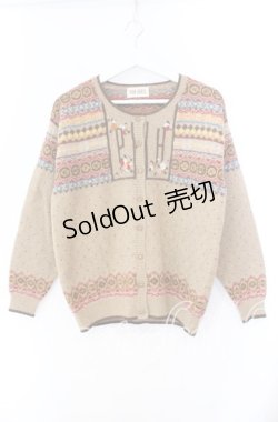 画像1: PINK HOUSE / フラワーデザインニットカーディガン  ブラウン O-25-11-11-067-LO-TO-IG-OS