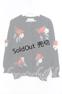 KETTY / ローズモチーフニット  クロ O-25-11-11-072-EL-TO-IG-OS