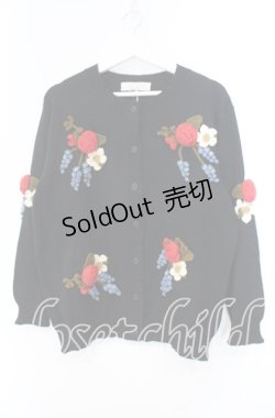 画像1: KETTY / ローズモチーフニット  クロ O-25-11-11-072-EL-TO-IG-OS