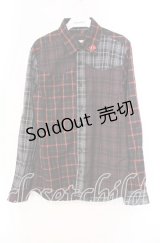 JURY BLACK / パターン切り替えシャツ  レッド×ブラック O-25-11-11-078-GL-BL-OW-OS