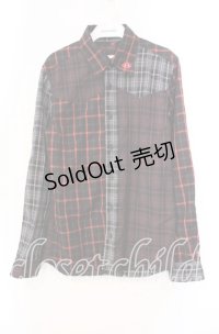 JURY BLACK / パターン切り替えシャツ  レッド×ブラック O-25-11-11-078-GL-BL-OW-OS