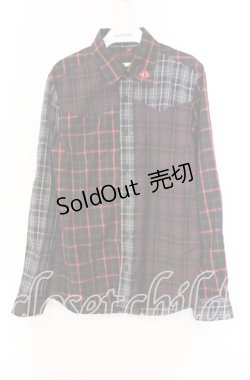 画像1: JURY BLACK / パターン切り替えシャツ  レッド×ブラック O-25-11-11-078-GL-BL-OW-OS