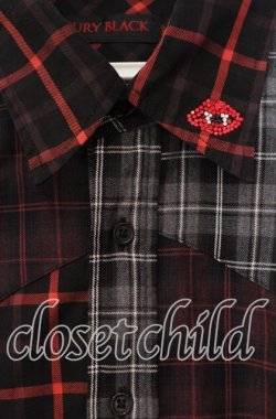 画像2: JURY BLACK / パターン切り替えシャツ  レッド×ブラック O-25-11-11-078-GL-BL-OW-OS