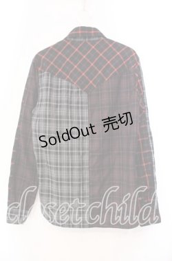 画像3: JURY BLACK / パターン切り替えシャツ  レッド×ブラック O-25-11-11-078-GL-BL-OW-OS