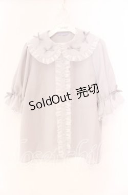 画像1: axes femme kawaii / プチリボン半袖ブラウス  グレー O-25-11-11-079-AX-BL-IG-OS