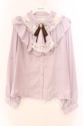 axes femme / ジャボブローチ付きフリルブラウス Ｌ ピンク O-25-11-11-080-AX-BL-IG-OS