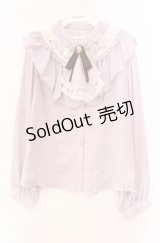 axes femme / ジャボブローチ付きフリルブラウス Ｌ ピンク O-25-11-11-080-AX-BL-IG-OS