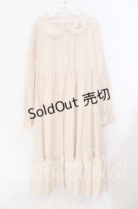 FLC / 星名桜子/ギンガムチェックワンピース LL イエロー×シロ O-25-11-11-084-LO-OP-IG-OS