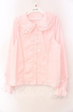 画像1: axes femme kawaii / トーションレース丸襟ブラウス Ｍ ピンク O-25-11-11-086-AX-BL-IG-OS