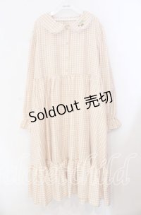 FLC / 星名桜子/ギンガムチェックワンピース 4L イエロー×シロ O-25-11-11-088-LO-OP-IG-OS