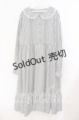 FLC / 星名桜子/ギンガムチェックワンピース 3L シロ×クロ O-25-11-11-089-LO-OP-IG-ZT1117M
