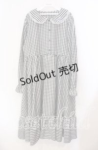 FLC / 星名桜子/ギンガムチェックワンピース 3L シロ×クロ O-25-11-11-089-LO-OP-IG-ZT1117M