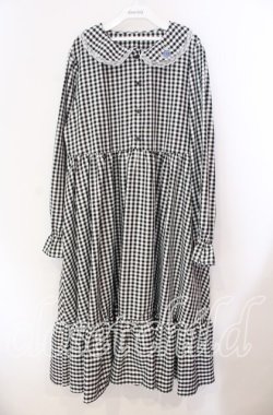 画像1: FLC / 星名桜子/ギンガムチェックワンピース 3L シロ×クロ O-25-11-11-089-LO-OP-IG-OS