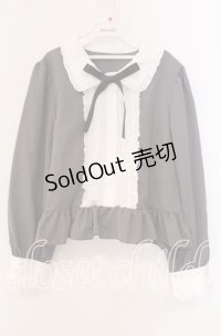 Cherirulu Chocola / MYリボンマルエリブラウス LL グレー×シロ O-25-11-11-090-LO-BL-IG-ZT263