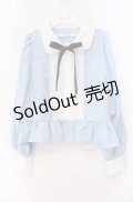 Cherirulu Chocola / MYリボンマルエリブラウス LL サックス×シロ O-25-11-11-091-LO-BL-IG-OS