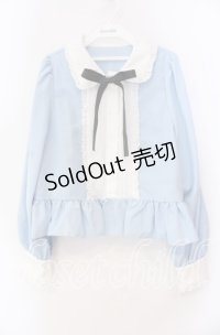 Cherirulu Chocola / MYリボンマルエリブラウス LL サックス×シロ O-25-11-11-091-LO-BL-IG-OS
