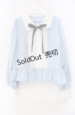 画像1: Cherirulu Chocola / MYリボンマルエリブラウス LL サックス×シロ O-25-11-11-091-LO-BL-IG-OS