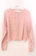 m petit by misako / AM*ハート透かしニットカーディガン Ｍ ピンク O-25-11-11-2036-LO-TO-IG-OS