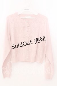 m petit by misako / AM*ハート透かしニットカーディガン Ｍ ピンク O-25-11-11-2036-LO-TO-IG-OS