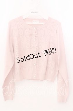 画像1: m petit by misako / AM*ハート透かしニットカーディガン Ｍ ピンク O-25-11-11-2036-LO-TO-IG-OS