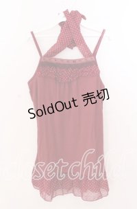 axes femme / ドットシフォンホルターキャミソール  アカ O-25-11-11-2040-AX-TO-IG-OS