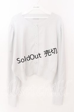 画像1: Cherirulu Chocola / リボンボタンカーディガン 3Ｌ シルバー O-25-11-11-2005-LO-TO-IG-OS