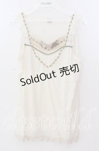 axes femme / 巻き薔薇タックタンクトップ  アイボリー O-25-11-11-2045-AX-TO-IG-OS