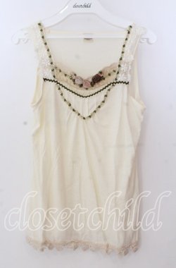 画像1: axes femme / 巻き薔薇タックタンクトップ  アイボリー O-25-11-11-2045-AX-TO-IG-OS