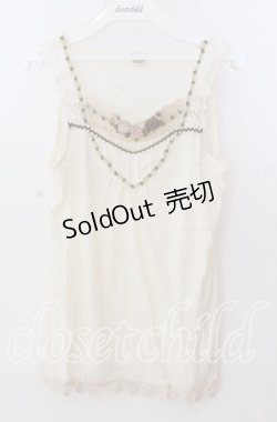 画像1: axes femme / 巻き薔薇タックタンクトップ  アイボリー O-25-11-11-2045-AX-TO-IG-OS