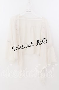 axes femme / ローズ刺繍前結びカーディガン  アイボリー O-25-11-11-2047-AX-TO-IG-OS