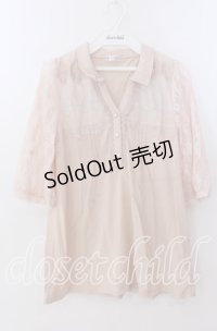 axes femme / 胸元レース使い襟付プルオーバー Ｍ ピンクベージュ O-25-11-11-2048-AX-TO-IG-OS