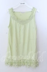 axes femme / 立体お花付きロングタンク  ライトグリーン O-25-11-11-2049-AX-TO-IG-OS