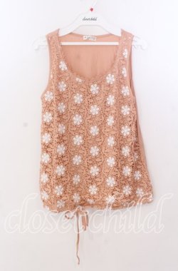 画像1: axes femme / フラワーレースタンクトップ  ピンク O-25-11-11-2050-AX-TO-IG-OS
