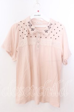 画像1: axes femme / 襟刺繍ポロシャツ  ピンク O-25-11-11-2052-AX-TO-IG-OS