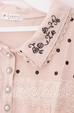 画像2: axes femme / 襟刺繍ポロシャツ  ピンク O-25-11-11-2052-AX-TO-IG-OS