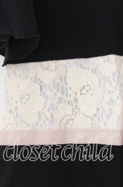 画像2: axes femme / レースボーダーTシャツ  クロ×アイボリー O-25-11-11-2054-AX-TO-IG-OS