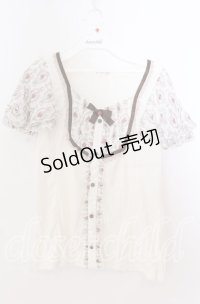 axes femme / 花柄切替プルオーバー  オフ O-25-11-11-2057-AX-TO-IG-OS