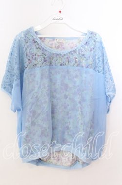 画像1: axes femme / レースシフォンレイヤード風トップス  サックス O-25-11-11-2059-AX-TO-IG-OS