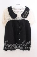 axes femme POETIQUE / レース切り替え襟付きトップス  クロ×アイボリー O-25-11-11-2060-AX-TO-IG-OS
