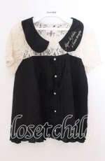 画像1: 【SALE】axes femme POETIQUE / レース切り替え襟付きトップス  クロ×アイボリー O-25-11-11-2060-AX-TO-IG-ZH (1)