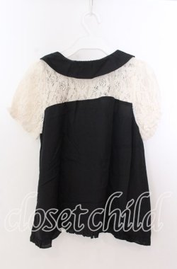 画像3: axes femme POETIQUE / レース切り替え襟付きトップス  クロ×アイボリー O-25-11-11-2060-AX-TO-IG-OS