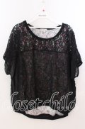 axes femme / レースシフォンレイヤード風トップス  クロ O-25-11-11-2061-AX-TO-IG-OS