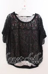 axes femme / レースシフォンレイヤード風トップス  クロ O-25-11-11-2061-AX-TO-IG-ZT277