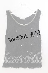 axes femme / 薔薇生地タンクトップ  クロ O-25-11-11-2063-AX-TO-IG-OS