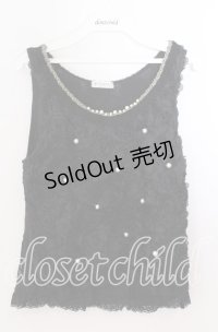 axes femme / 薔薇生地タンクトップ  クロ O-25-11-11-2063-AX-TO-IG-OS