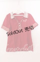 axes femme / ストライプ切り替えポロシャツ  アカ O-25-11-11-2065-AX-TO-IG-OS