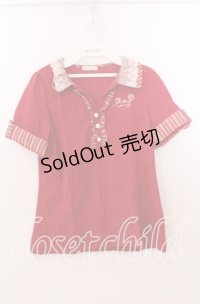 axes femme / ストライプ切り替えポロシャツ  アカ O-25-11-11-2065-AX-TO-IG-OS