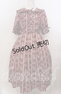 axes femme kawaii / RosyBear柄ワンピース  アカ O-25-11-11-2068-AX-OP-IG-OS